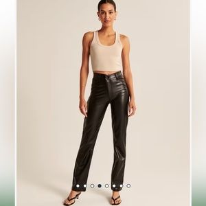 Abercrombie Criss-Cross Waistband Vegan Leather 90s Straight Pant